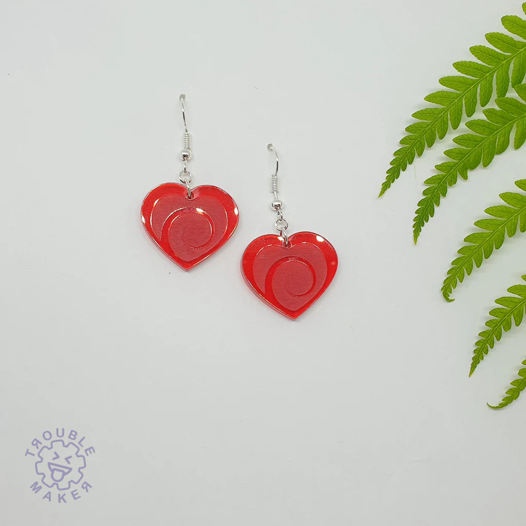 Trouble Maker Red Aroha Heart Drop Earrings - Fairyspringspharmacy