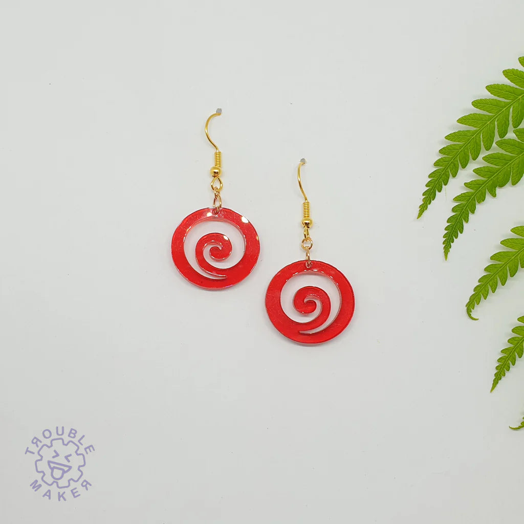 Trouble Maker Red Koru Drop Earrings - Fairyspringspharmacy