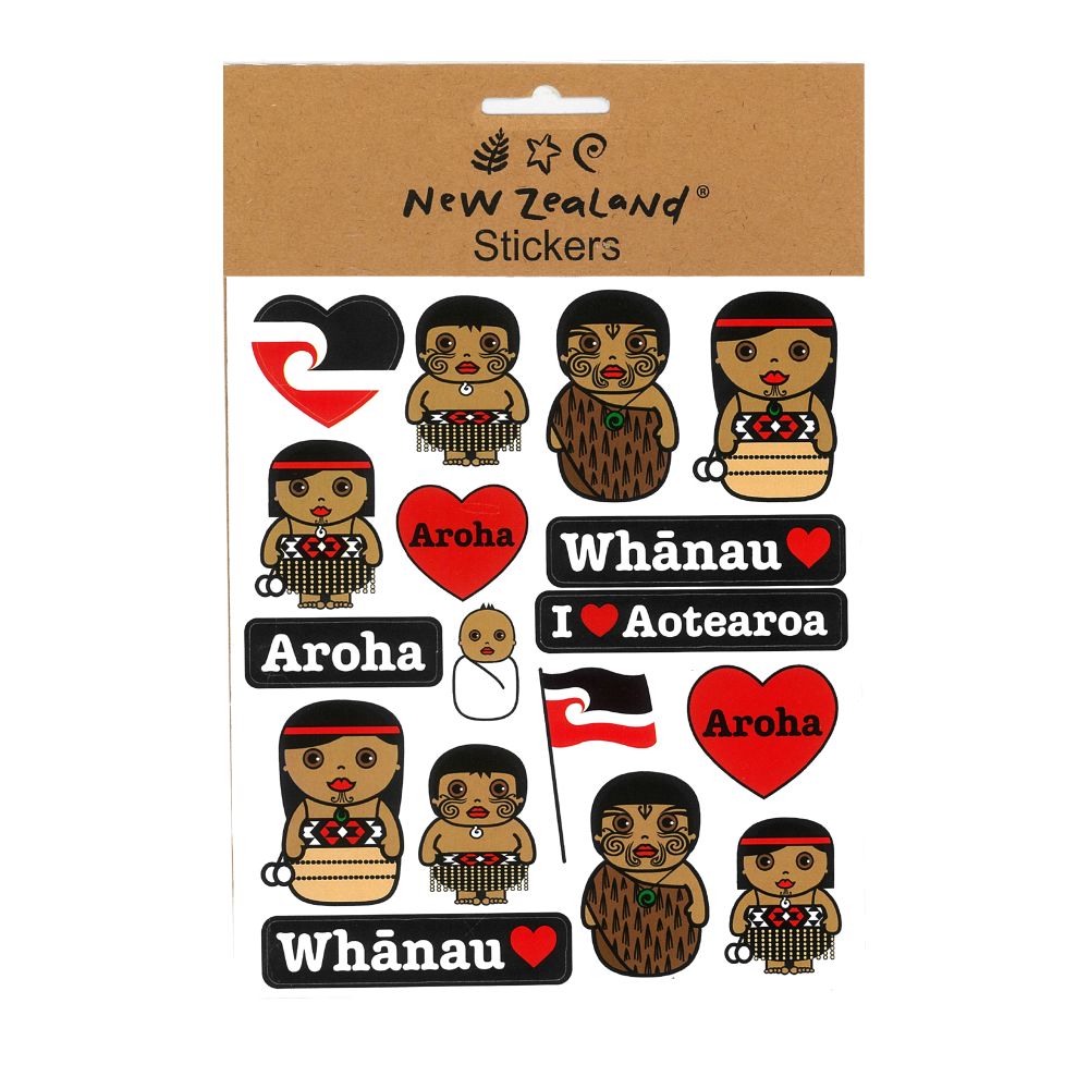 Stickers NZ Māori Whanau Aroha 15x17cm