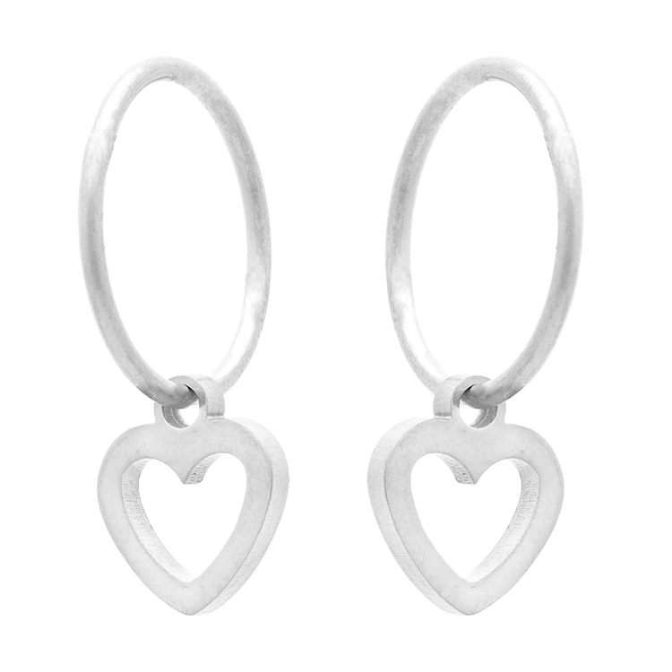 Glam Sleeper with Open Heart Charm Siler