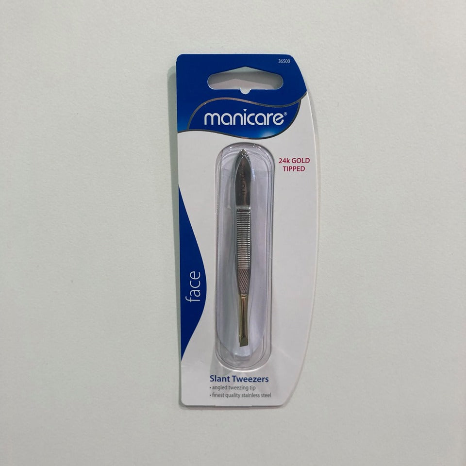 MANICARE Slant Tweezers - Gold Tipped - Fairy springs pharmacy