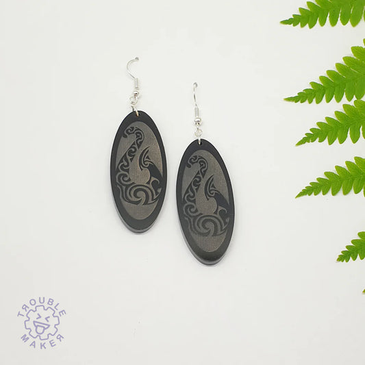 Trouble Maker Black Hei Matua Oval Drop Earrings
