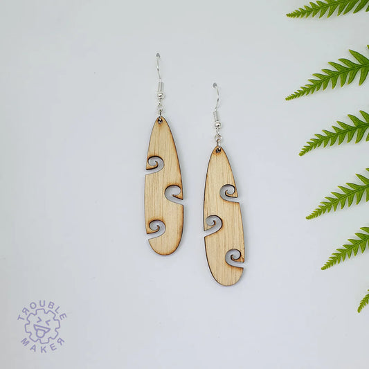 Trouble Maker Wooden Koru Side Tear drop Earrings - Fairyspringspharmacy
