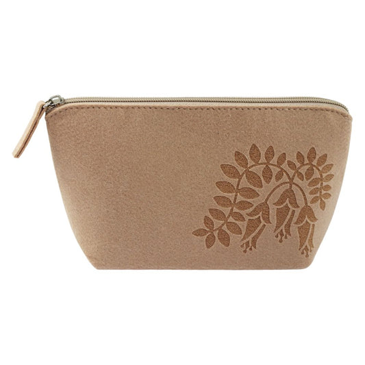 Cosmetic Bag Felt NZ Kowhai Tan 22cm - Fairyspringspharmacy