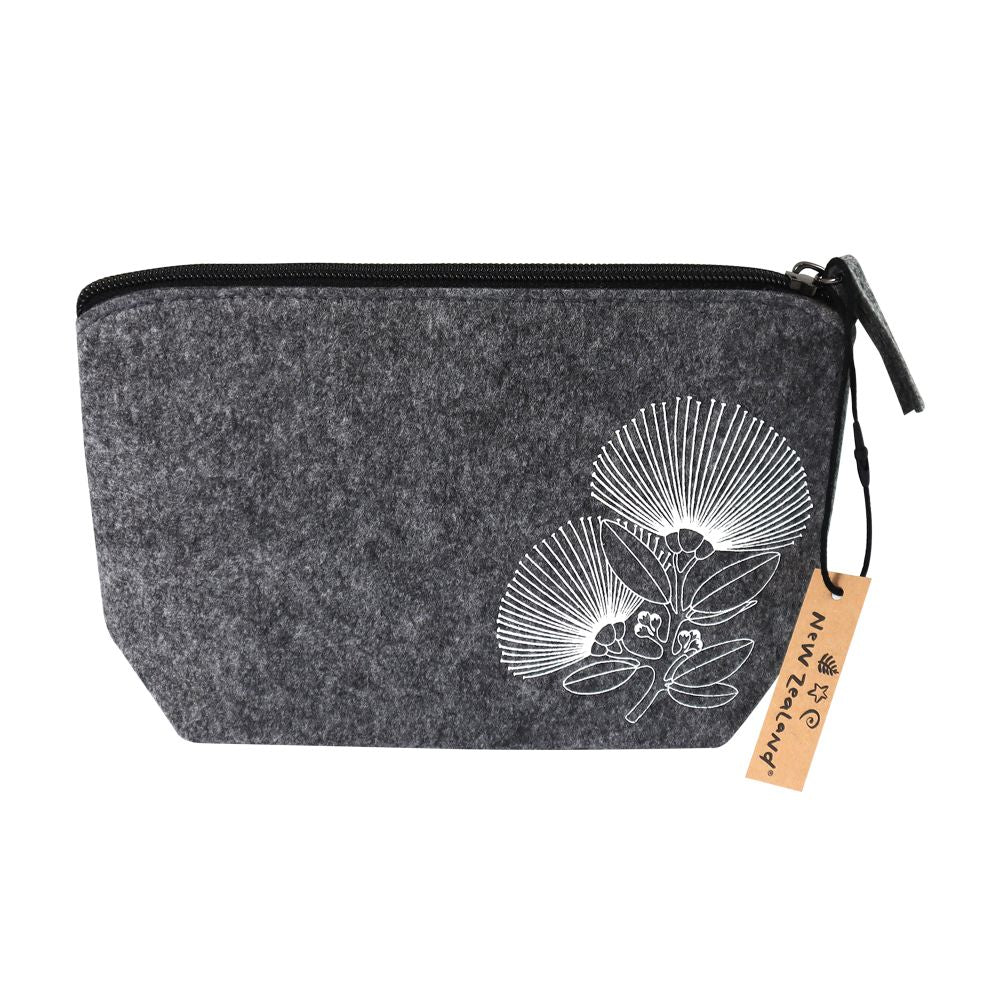 Cosmetic Felt bag Pohutukawa Grey 22cm - Fairyspringspharmacy