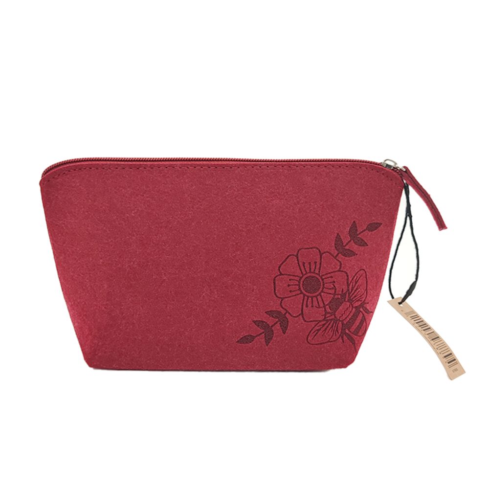 Cosmetic Felt Bag Bee Burgundy 22cm