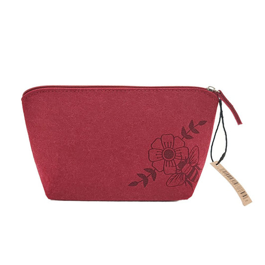 Cosmetic Felt Bag Bee Burgundy 22cm