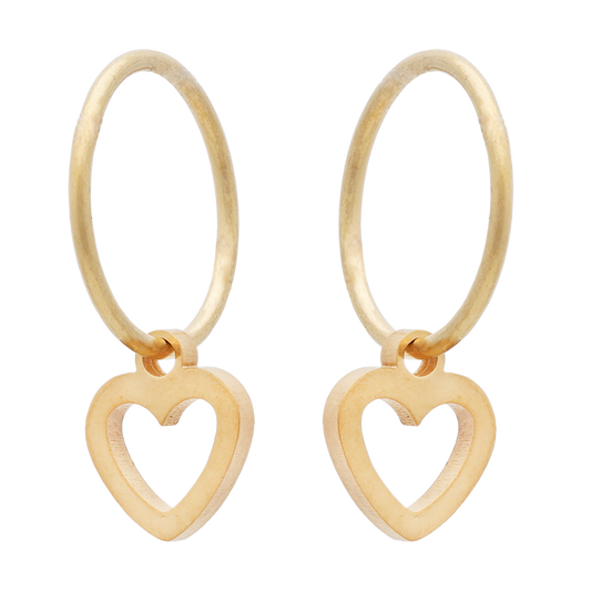 Glam Sleeper with Open Heart Charm Gold