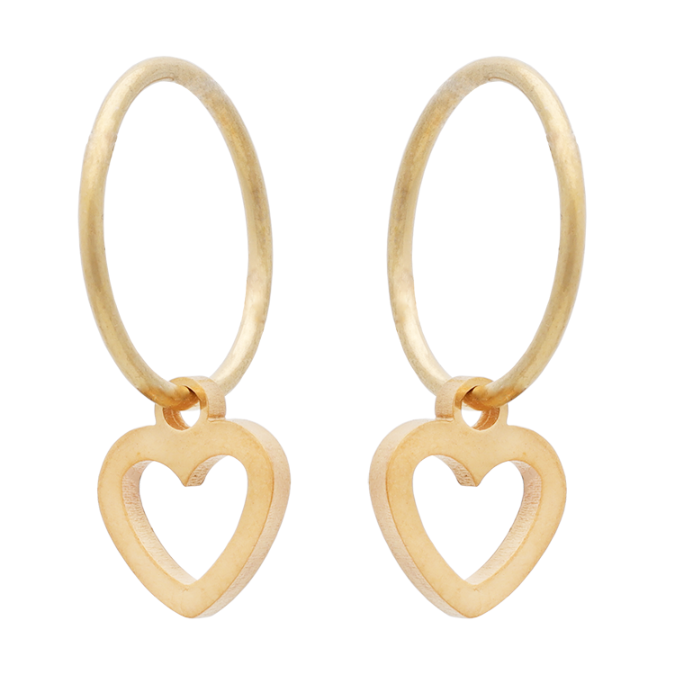 Glam Sleeper with Open Heart Charm Gold