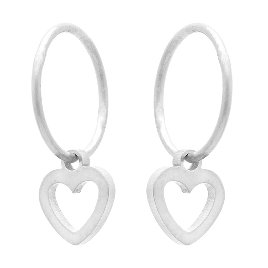 Glam Sleeper with Open Heart Charm Siler