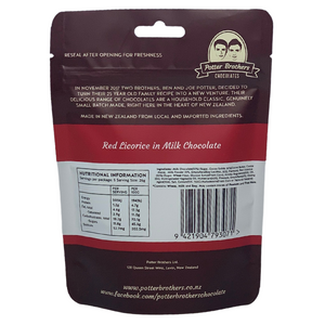 Potter Brothers Red Licorice in milk chocolate 130g