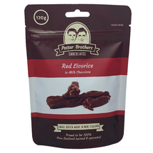 Load image into Gallery viewer, Potter Brothers Red Licorice in milk chocolate 130g
