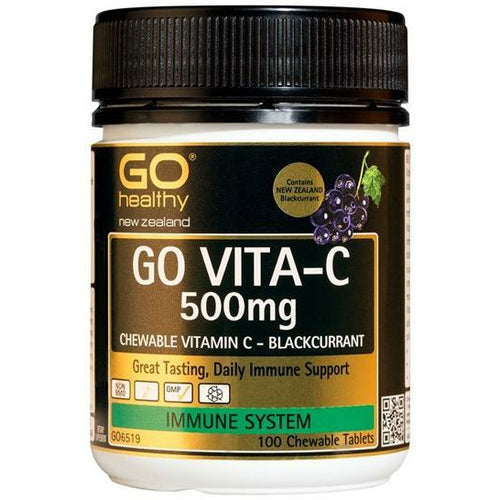GO Vita-C 500mg Blackcurrent 100 Chew - Fairy springs pharmacy