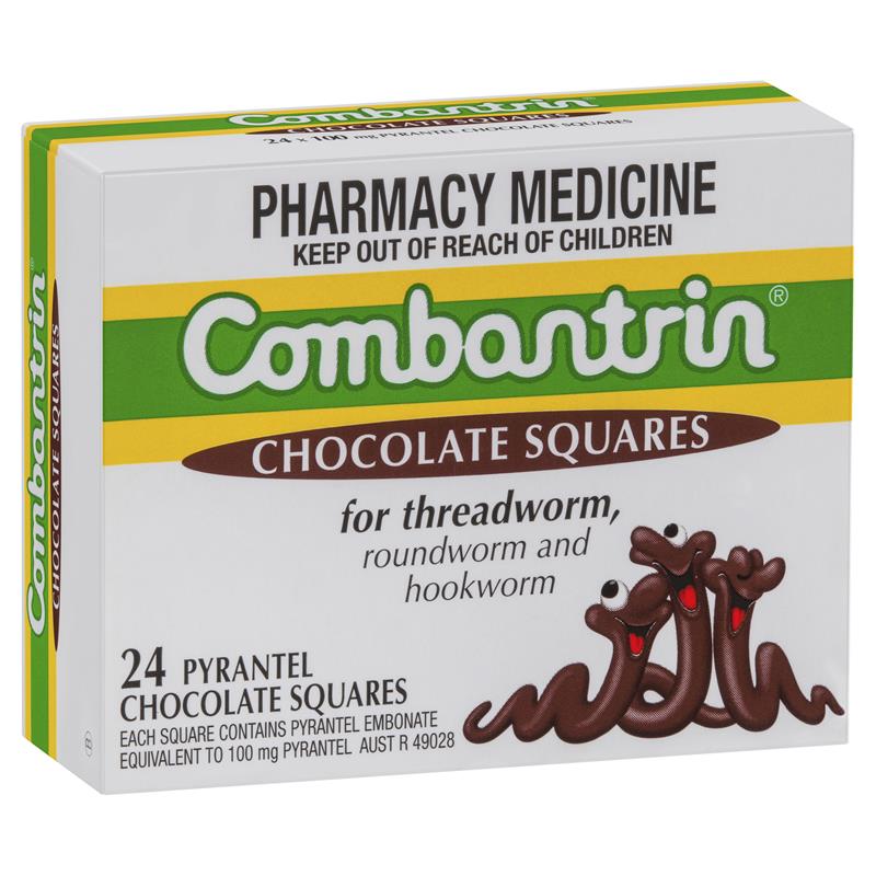 COMBANTRIN Chocolate Squares 24 - Fairy springs pharmacy