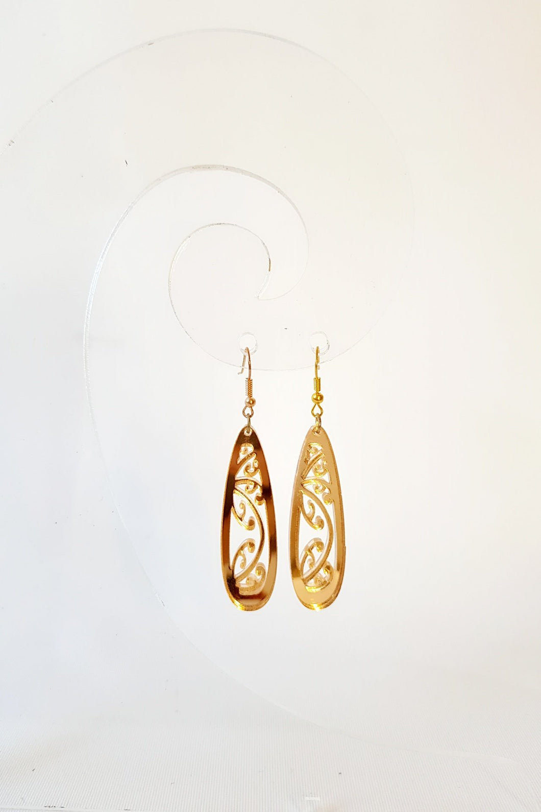 Gold Kowhaiwhai Teardrop Earrings - Fairy springs pharmacy