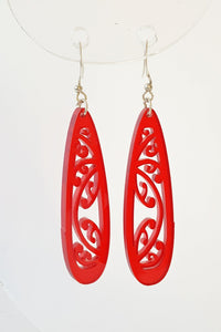 Red Kowhaiwhai Teardrop Earrings - Fairy springs pharmacy