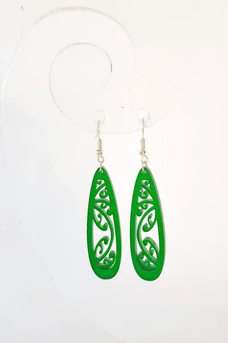 Green Kowhaiwhai Teardrop Earrings - Fairy springs pharmacy
