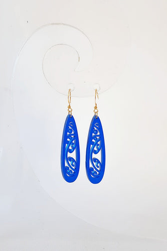 Blue Kowhaiwhai Teardrop Earrings - Fairy springs pharmacy