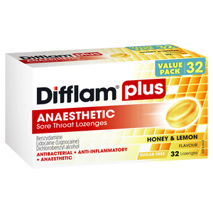 DIFFLAM Lozenges Plus Anaesthetic Honey Lemon - 32 LOZENGES VALUE PACK