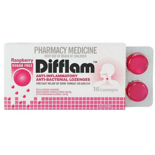 DIFFLAM Lozenges Raspberry 16 Pack