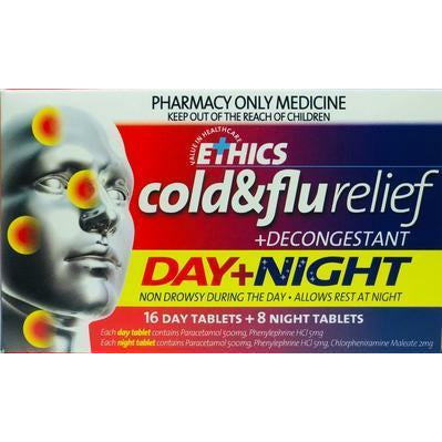 ETHICS Cold and Flu Relief + Decongestant Day and Night 24 Tablets