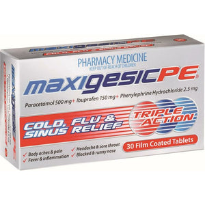 MAXIGESIC PE Cold Flu & Sinus Relief 30 tablets - Fairyspringspharmacy