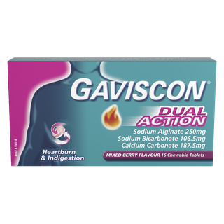 Gaviscon Dual Action MIXED BERRY Flavour 16 Chewable Tablets