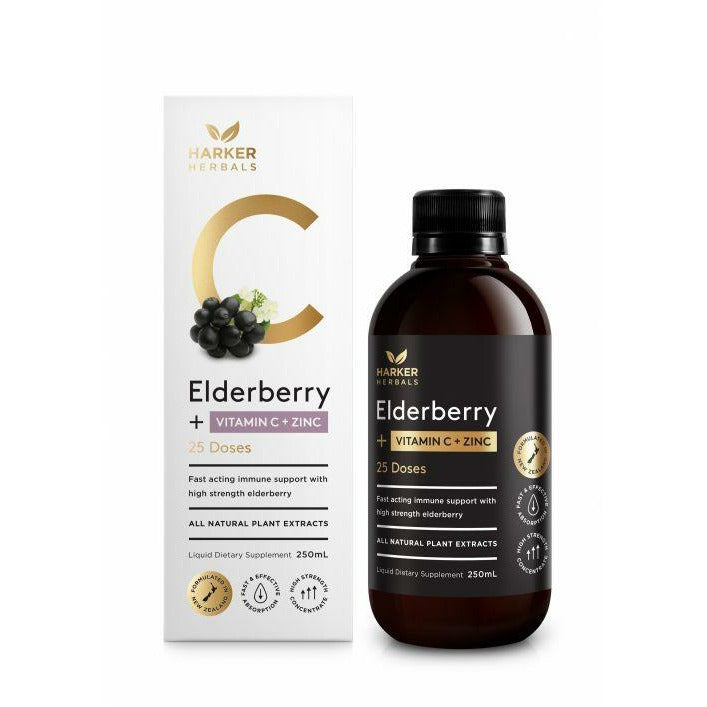 Harker Herbals Elderberry + Vitamin C + Zinc 250ml