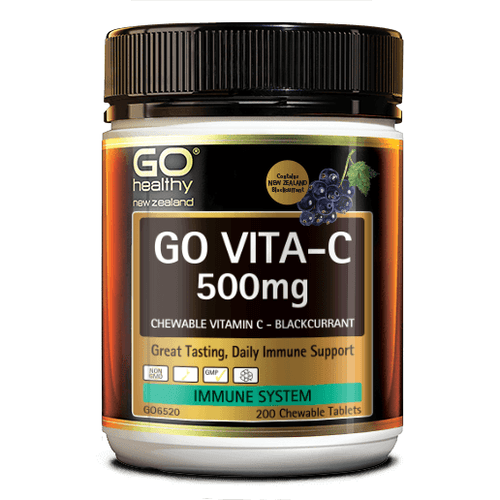 GO Vita-C 500mg Blackcurrent 200 Chew - Fairy springs pharmacy