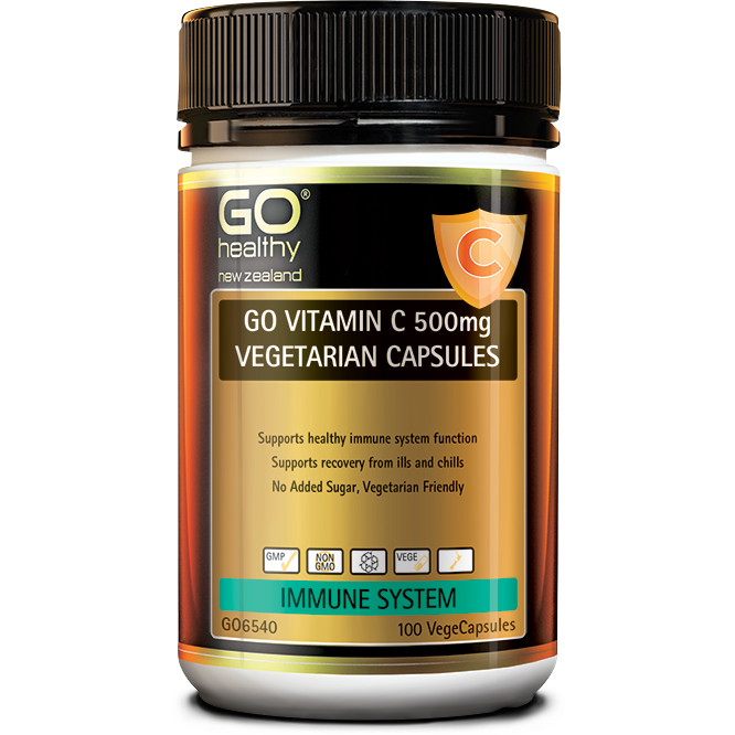 GO Vitamin C 500mg Vegetarian Capsules 100 VegeCapsules - Fairy springs pharmacy