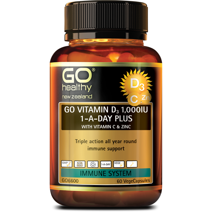 GO Vitamin D3 1000IU PLUS Vitamin C and Zinc 60 Capsules