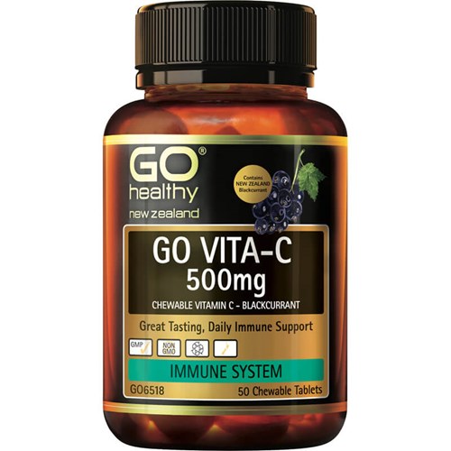 GO Vita-C 500mg Blackcurrent 50 Chew - Fairy springs pharmacy