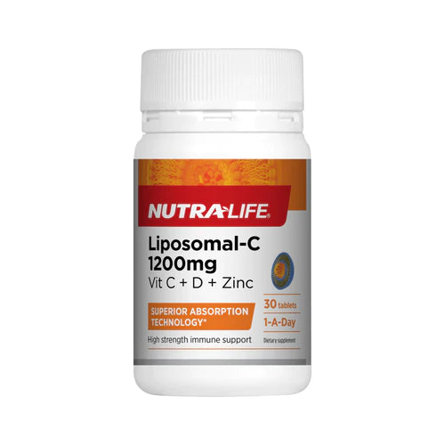 NUTRALIFE Liposomal-C 1200mg + Vitamin D and Zinc 30 Tablets
