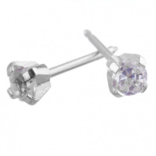 Silver Cubic Zirconia 3mm Earrings - Fairy springs pharmacy