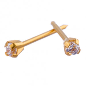Gold Cubic Zirconia 2mm Earrings - Fairy springs pharmacy