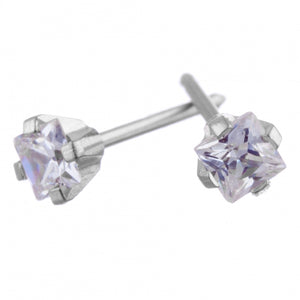 Square Cut 3x3mm Cubic Zironia Silver Earrings - Fairy springs pharmacy