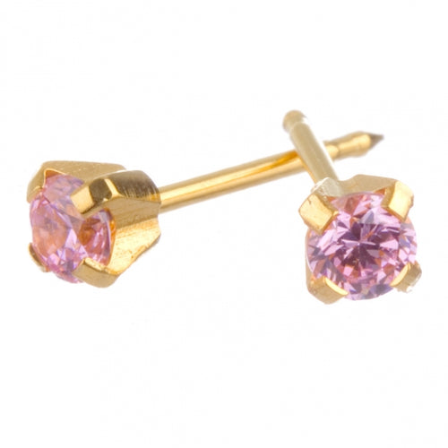 Pink Cubic Zirconia Gold Earrings - Fairy springs pharmacy