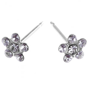 Clear Cubic Zirconia Daisy Silver Earrings - Fairy springs pharmacy