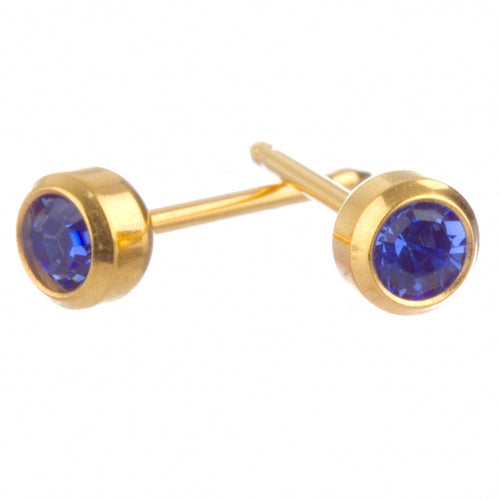 September 3mm Gold Bezel Earrings - Fairy springs pharmacy