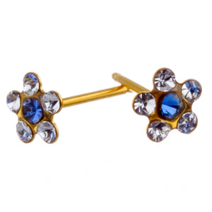 Blue Cubic Zirconia Daisy Gold Earrings - Fairy springs pharmacy