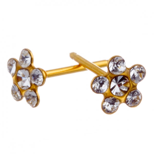 Clear Cubic Zirconia Daisy Gold Earrings - Fairy springs pharmacy