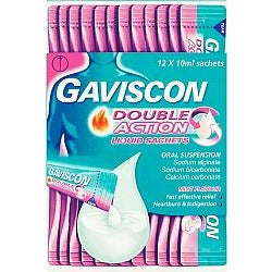 GAVISCON Dual Action Liquid Sachets 12x10ml - Fairy springs pharmacy