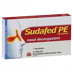 Sudafed PE Nasal Decongestant Tablets 24 - Fairy springs pharmacy