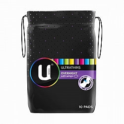 U by Kotex Ultrathins Overnight Pads - With Wings 10's - Fairy springs pharmacy