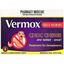 VERMOX Choc Chews 6 tabs - Fairy springs pharmacy
