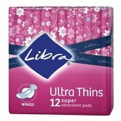 Libra Pads Ultra Thin SUPER 12 - With Wings - Fairy springs pharmacy