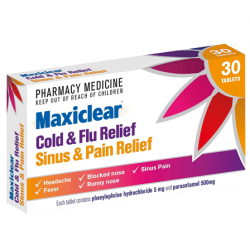 MAXICLEAR Cold & Flu Sinus & Pain 30 tablets - Fairyspringspharmacy