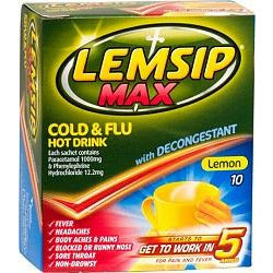 LEMSIP Max Colour Free  Decongestant Lemon 10 sachets - Fairyspringspharmacy