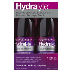 HYDRALYTE Liq. Apple & B/C 4x 250ml - Fairy springs pharmacy