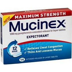 MUCINEX Maximum Strength 1200mg 14 tablets - Fairyspringspharmacy